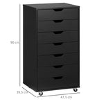 Rollcontainer mit 7 Schubladen, Büro-Aufbewahrungsschrank für Dokumente, A4- oder Letter-Format