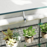 Serre de jardin avec étagères métalliques à 3 niveaux serre de balcon couverture PE toit incliné 144 x 48 x 152 cm blanc