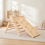 Triangle d'escalade, 3 en 1 en bois pour grimper et glisser, charge max. 50 kg, pour 18-48 mois, bois naturel