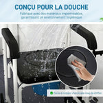 Silla con inodoro para adultos con ruedas, silla con inodoro para ducha con reposapiés, respaldo y reposabrazos, 53x97x97 cm, negro
