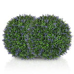 Lot de 2 boules topiaires artificielles, fausses plantes décoratives résistantes aux UV, Ø 42 cm, violet et vert