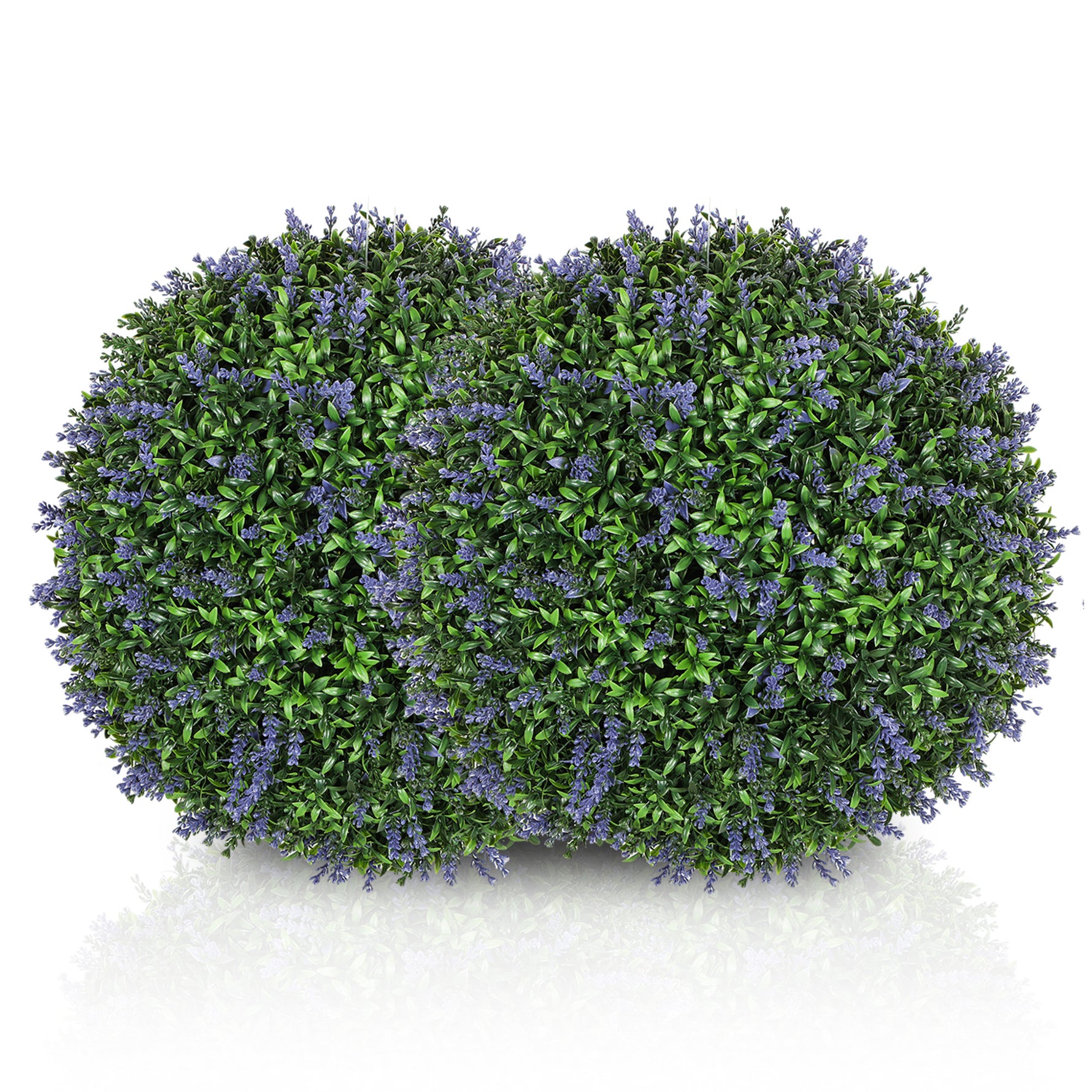 Lot de 2 boules topiaires artificielles, fausses plantes décoratives résistantes aux UV, Ø 42 cm, violet et vert