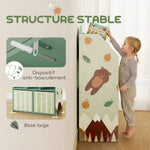 Meuble rangement enfant, bibliothèque enfants avec étagères ouvertes et 2 tiroirs en tissu, MDF, vert