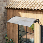 Auvent de porte d'entrée toit marquise en polycarbonate protection contre pluie neige UV 0,9 x 1,5 m, transparente