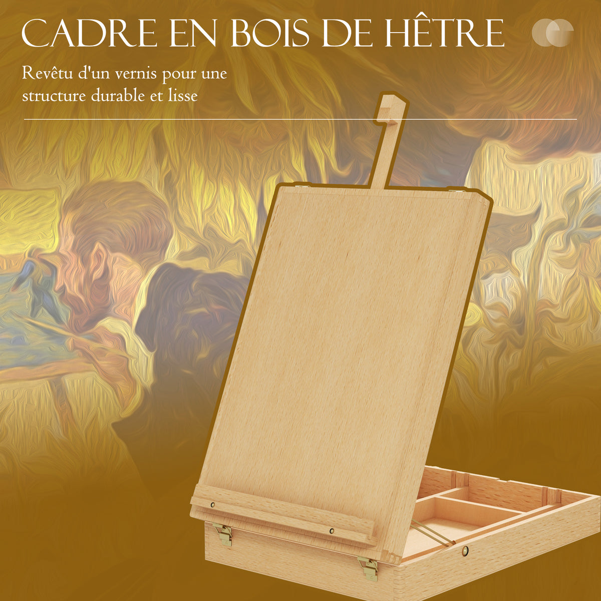 Chevalet de table en bois pour toile jusqu'à 61 cm bois de hêtre planche à dessin pliante bois naturel