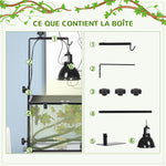 Support de lampe chauffante pour reptiles hauteur et largeur réglables pour amphibiens base en acier 32 x 9 x 67 cm noir