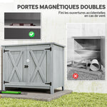 Armoire de jardin en bois, placard de jardin en bois avec étagères et double portes, 110 x 60 x 88,5 cm, gris clair