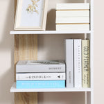 Bibliothèque Étagère de Rangement avec 5 Compartiments Ouverts Design Simple Moderne Blanc et Chêne