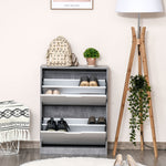 Zapatero mueble de entrada armario de almacenaje, 2 puertas abatibles, 62,5 x 26 x 81 cm, gris y blanco