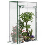 Serre de jardin, serre de balcon, bâche renforcée PVC, châssis en acier, porte zippée enroulable, pour légumes plantes fleurs en toutes saisons intérieur et extérieur, 100 x 50 x 150 cm blanc