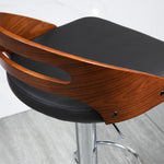 Lot de 2 tabourets de Bar Hauteur d'assise réglable pivotant 360° revêtement synthétique Noir Dossier ajouré
