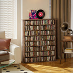 Rangements pour CD et DVD avec 16 compartiments et 12 étagères réglables capacité max. 720 CD/396 DVD et Blu-ray marron