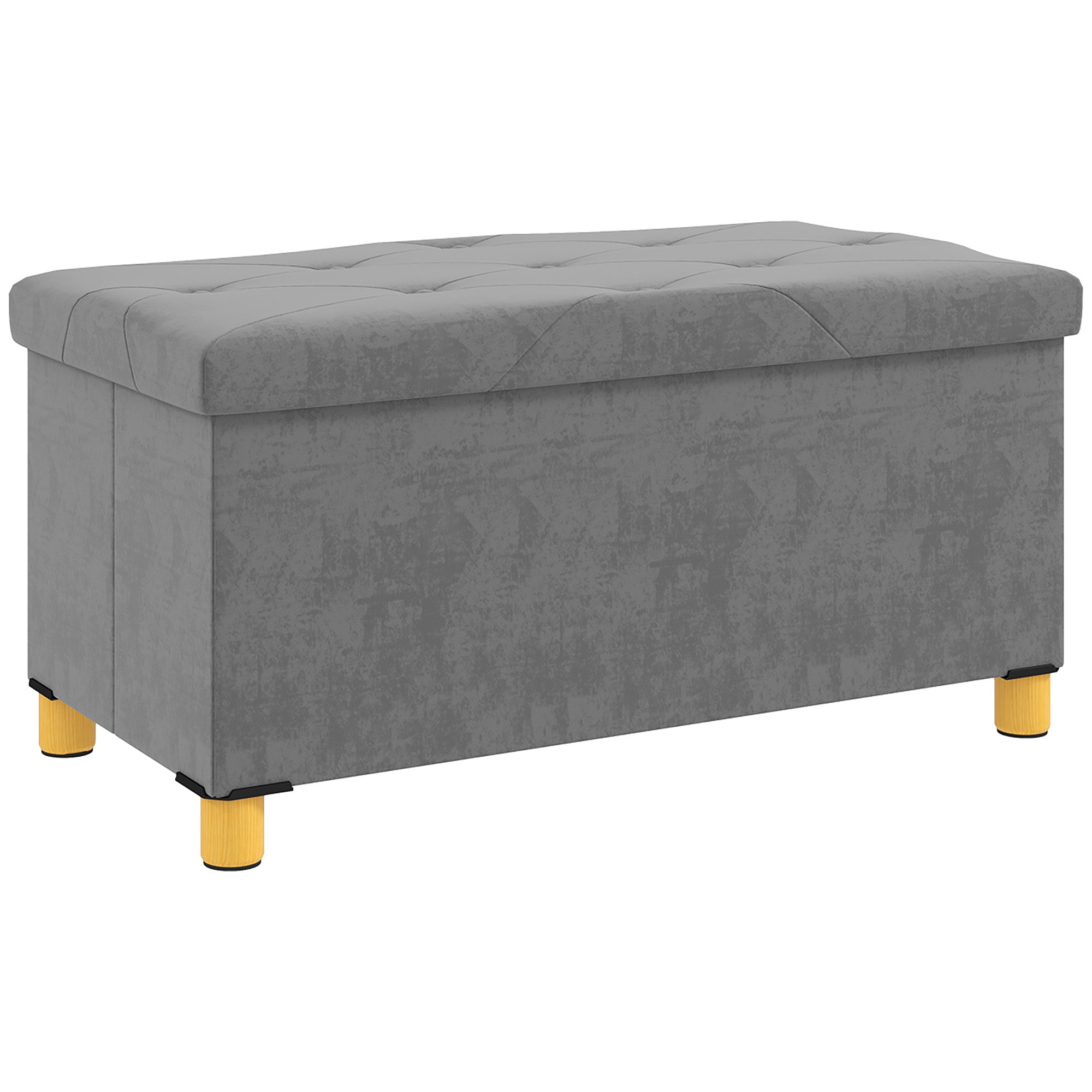 Faltbare Bettbank mit Stauraum, 67 l Volumen, 120 kg Tragfähigkeit, mit Deckel, 76 L x 38 B x 38 H cm, Grau