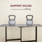 Table à Manger Pliante sur Roulettes pour 4-6 Personnes 120 cm, Roues avec Freins, 2 Abattants, Style Industriel, Gris