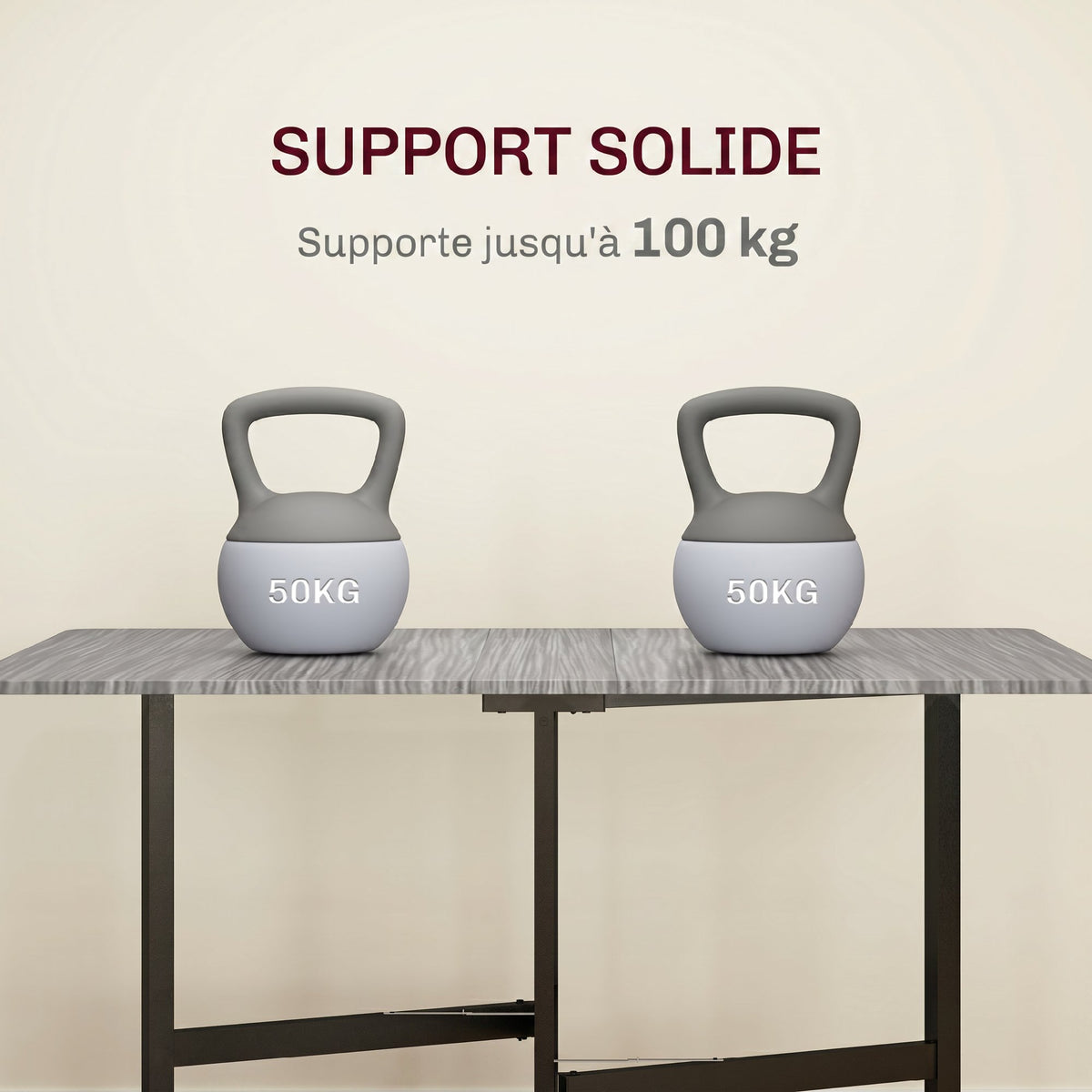 Table à Manger Pliante sur Roulettes pour 4-6 Personnes 120 cm, Roues avec Freins, 2 Abattants, Style Industriel, Gris