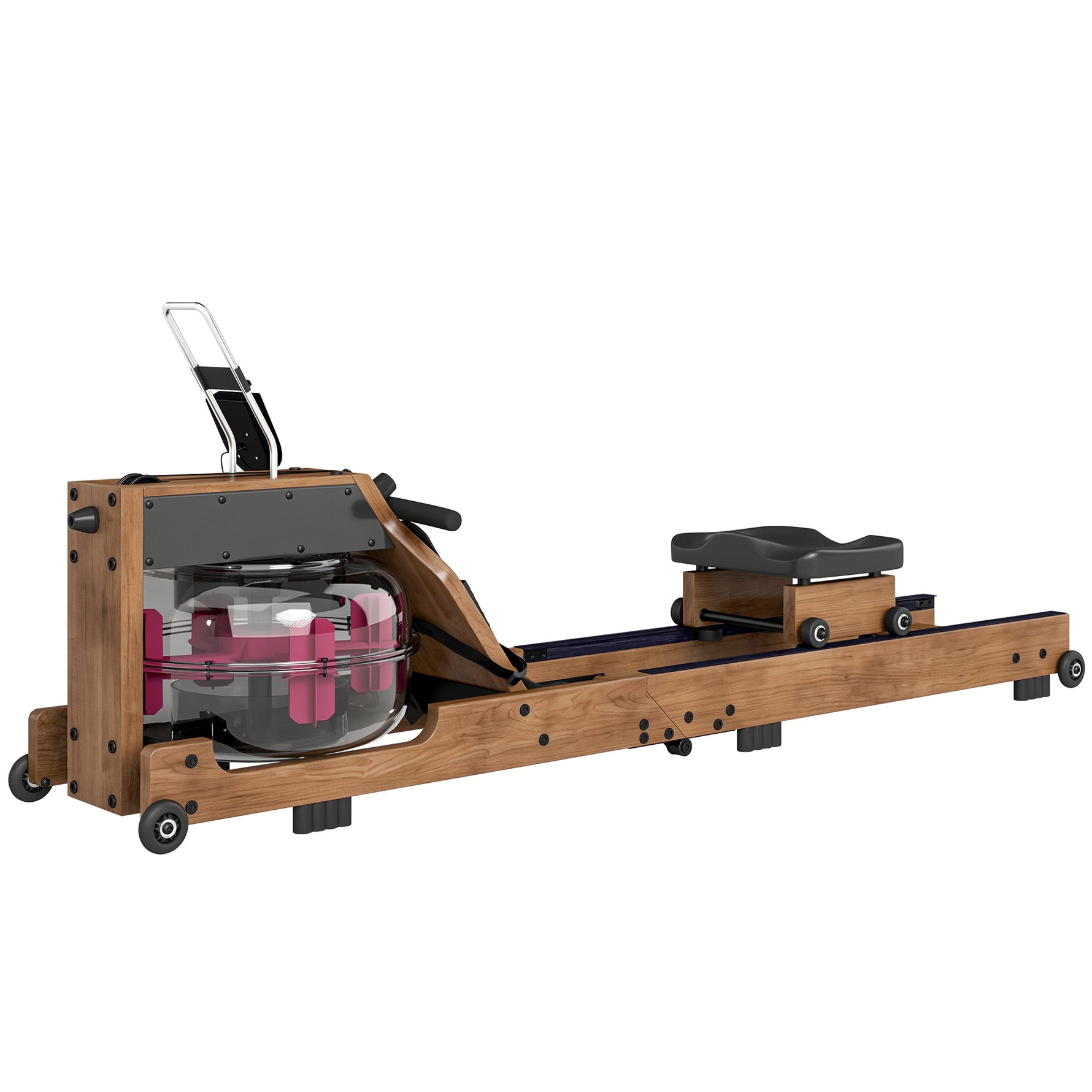 Rameur à Eau Rameur Appartement Pliable Double Rail Aluminium Capacité 158kg Connexion Bluetooth 182x42x67cm Chêne-0
