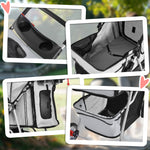 Poussette Buggy Pliable Animaux, Chariot Pliant Chien Chat, Porte-Gobelet Panier De Rangement Inclus, Roues Avec Frein, Tissu 600D Oxford Acier, 75 x 45 x 97 cm Gris