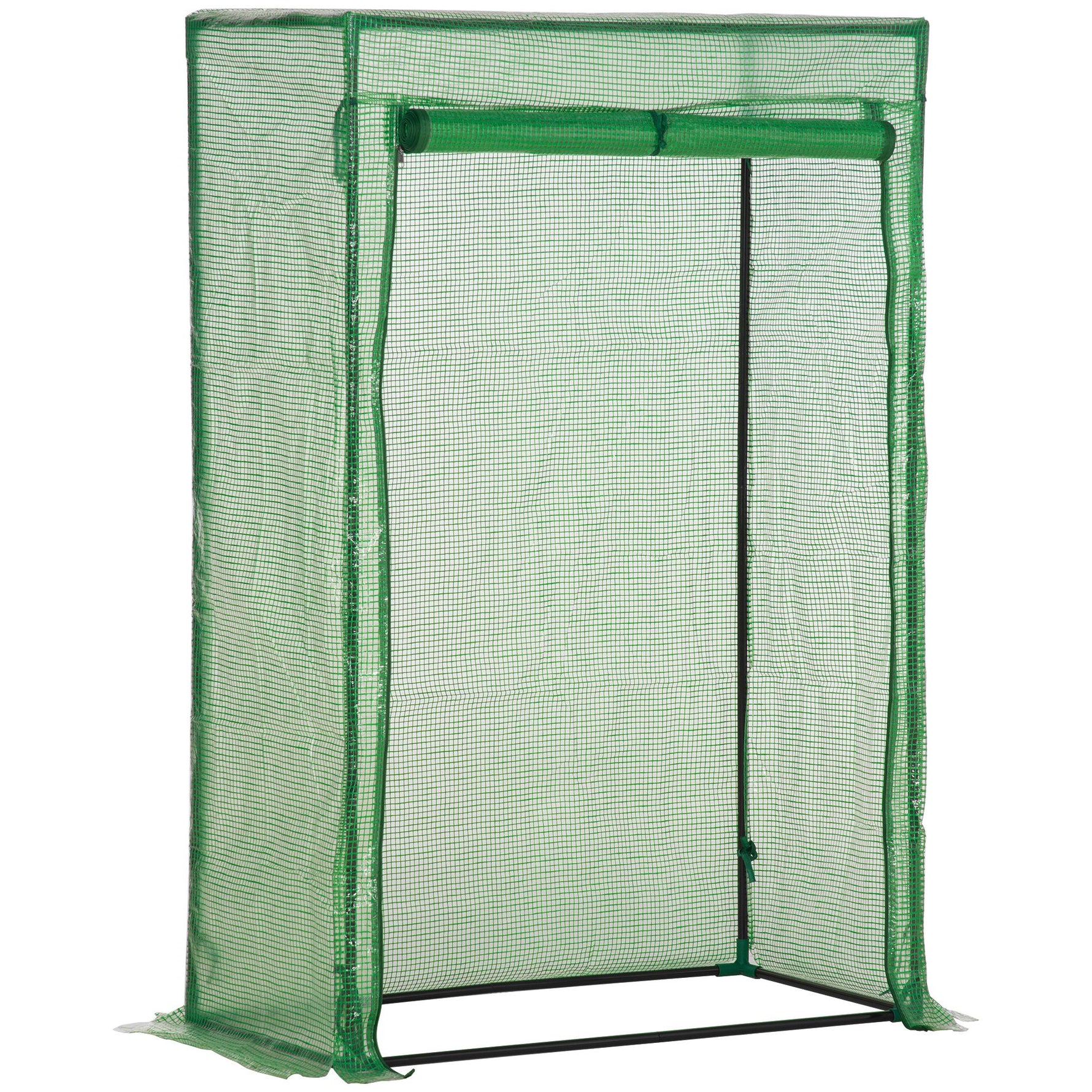 Serre de jardin, serre de balcon, bâche renforcée PE, châssis en acier, porte zippée enroulable, pour légumes plantes fleurs en toutes saisons intérieur et extérieur, 100 x 50 x 150 cm vert