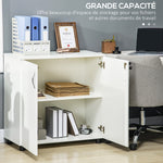 Armoire de bureau à 2 niveaux, meuble de rangement bureau avec 2 portes, serrures et clés, 80x40x80cm, blanc
