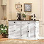 Buffet salon, meuble de rangement avec 4 portes, 2 tiroirs silencieux, étagères réglables, 140x40x85cm, blanc et marron