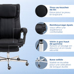 Chaise de bureau siège pivotant dossier inclinable hauteur réglable 65 x 61 x 105-113 cm noir
