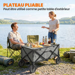 Chariot de jardin pliable bâche amovible poignée télescopique inclinaison réglable 5 sacs 108 x 55 x 93 cm gris foncé