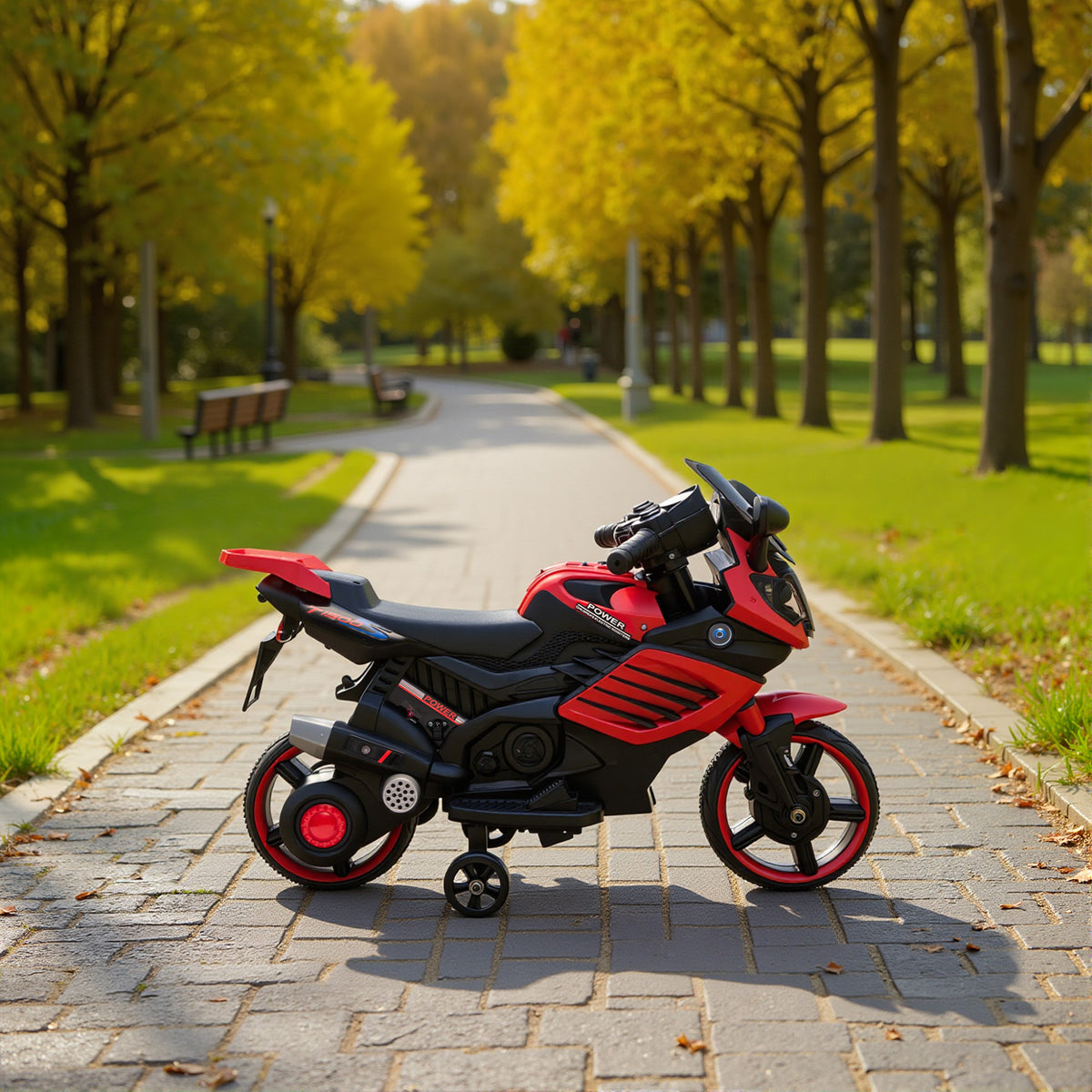 Moto électrique enfants 6 V, voiture électrique enfants avec roues d'entraînement, effets lumineux et sonores, rouge