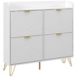 Meuble à chaussures 4 abattants, avec étagère réglable, rangement chaussure 106 x 24 x 102 cm, blanc