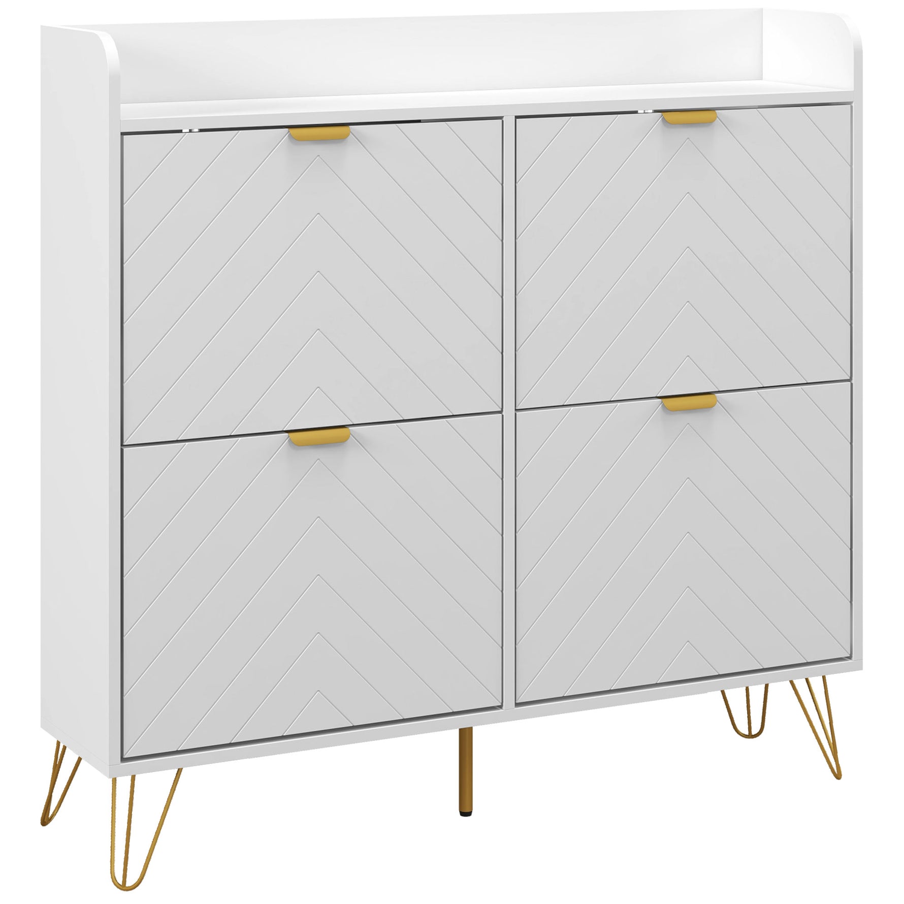 Meuble à chaussures 4 abattants, avec étagère réglable, rangement chaussure 106 x 24 x 102 cm, blanc