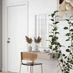 Miroir mural rectangulaire 90 x 70 cm, cadre en bois blanc, idéal pour la salle de bain, salon ou chambre
