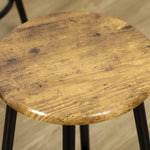 Ensemble table haute et 4 tabourets avec Repose-Pieds, métal noir et aspect bois pour cuisine salle à manger