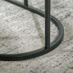 Lot de 2 tables basses tables d'appoint gigognes en acier et plateau MDF aspect marbre - table ronde et ovale - noir