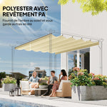 Toile de toit pour pergola tonnelle rétractable de 4 x 3 m - toile uniquement 350 x 260 cm crème