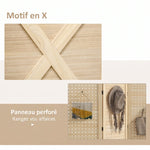 Paravent intérieur en bois 3 panneaux séparateur de pièce pliable panneau perforé 114 x 1,7 x 144,5 cm bois naturel