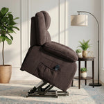 Fauteuil Releveur Électrique, Fauteuil Relax Électrique en Velours, Dossier Inclinable, Assise Large, Port USB, Marron