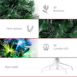 Sapin de Noël Artificiel Arbre de Noël Lumineux 120cm en Fibre Optique Deco Noël lumière à Variation de Couleurs 130 LED Vert