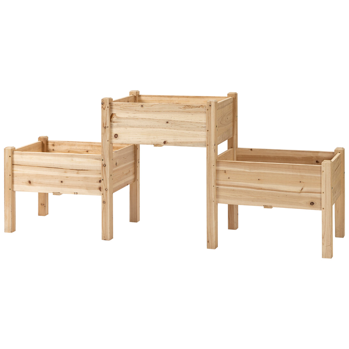 Jardinière sur Pieds carré Potager 2 étages dim. 184L x 45l x 80H cm Inserts d'irrigation Bois Sapin pré-huilé