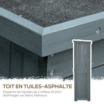 Armoire de jardin remise pour outils en bois 2 étagères toit bitumé portes persiennes 87 x 47 x 160 gris