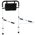 Sponda letto con piedini, protezione regolabile in 5 altezze, tasca portaoggetti, 52 x 85-95 x 71-102 cm, bianco nero