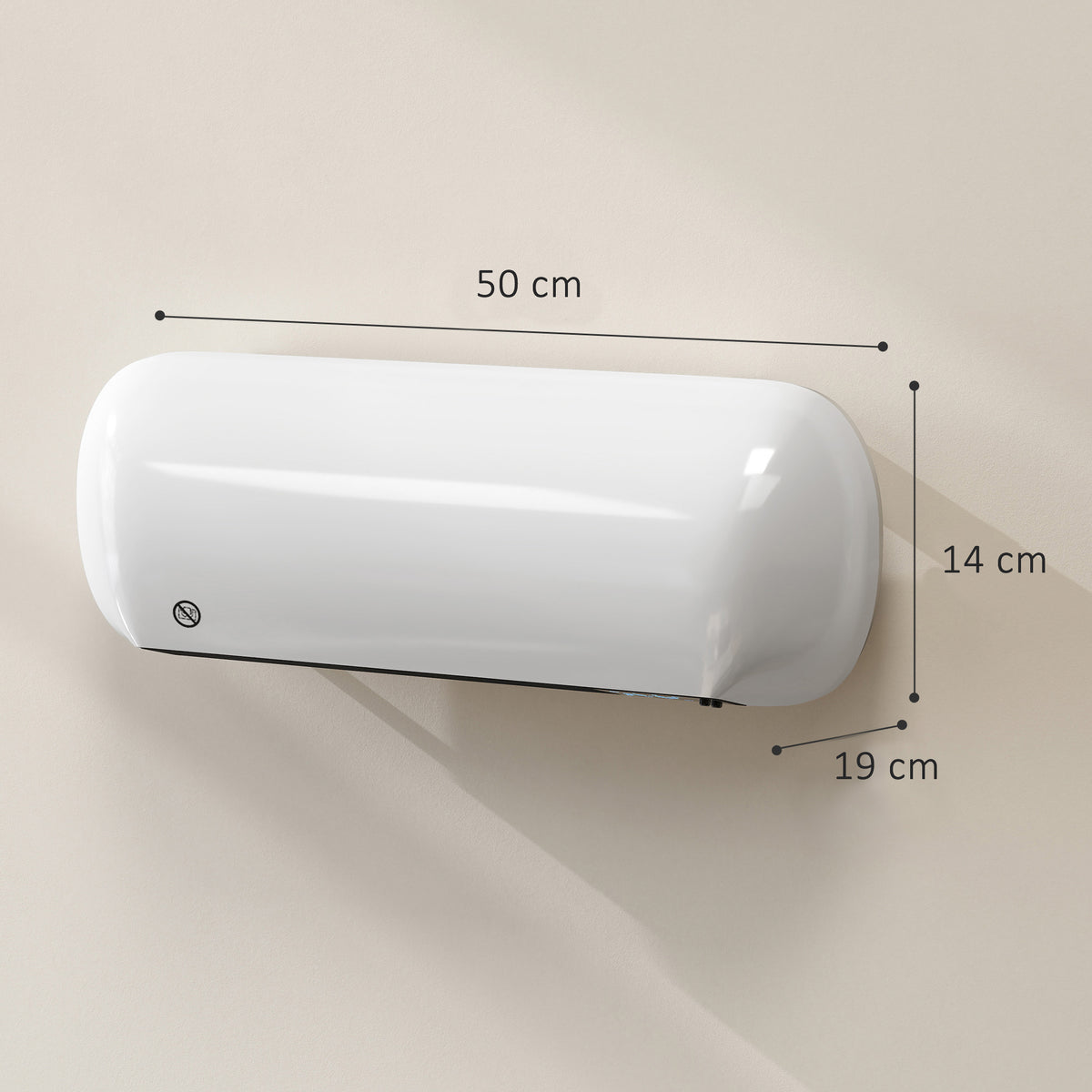 Chauffage mural en céramique 1000/2000W, radiateur électrique, ventilateur, thermostat, minuterie, 50x19x14cm, blanc