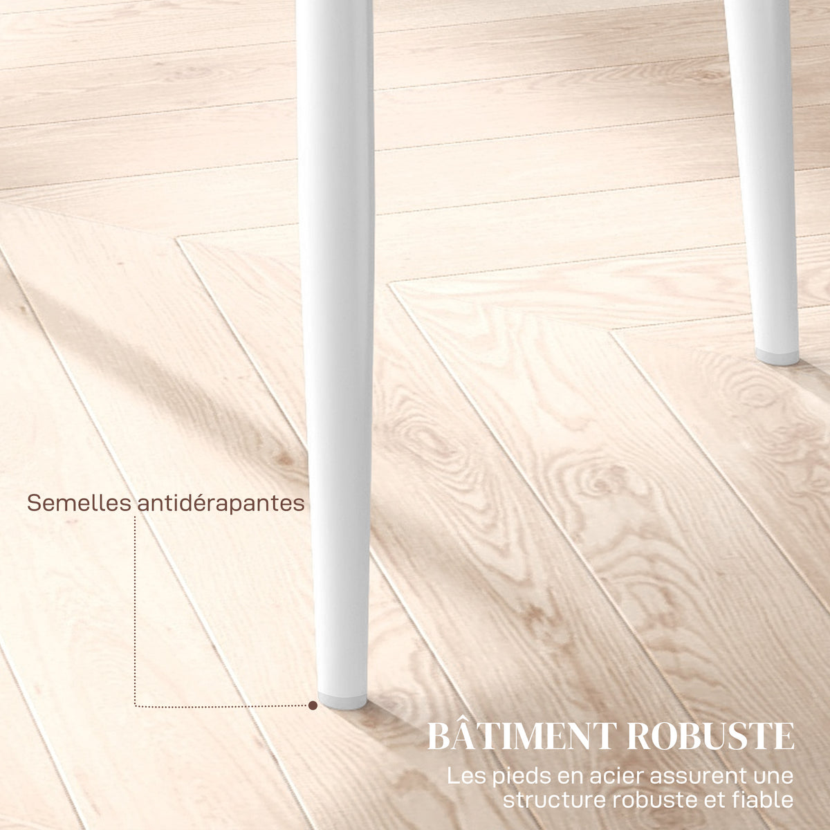 Lot de 2 chaises de salle à manger avec dossier haut, revêtement synthétique et pieds en acier, blanc