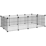 Cage parc enclos pour animaux domestiques bords arrondis fil en acier 140 x 70 x 35 cm noir