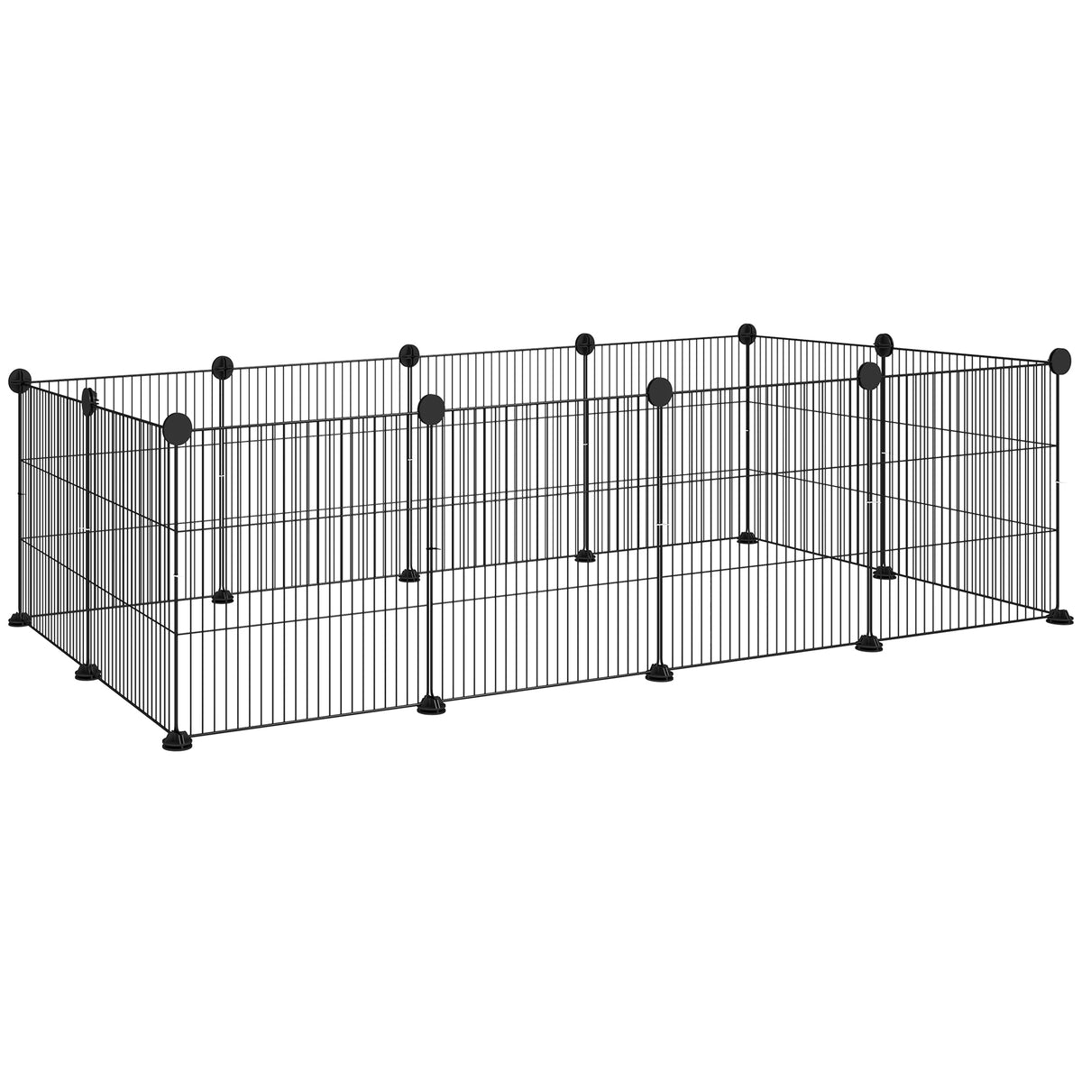 Cage parc enclos pour animaux domestiques bords arrondis fil en acier 140 x 70 x 35 cm noir