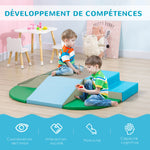 Parcours motricité bébé 6PCS, module motricité bébé en mousse EPE avec housse en revêtement synthétique, blocs mousse de construction, jouets éducatifs enfants d'âge préscolaire, multicolore