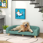 Canapé pour chien grand lit surélevé pour chien coussin lavable cadre en bois tissu polyester 98 x 67 x 25 cm vert clair