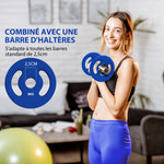 Lot de 2 plaques de poids 2 x 3 kg disques d'haltères pour barres Ø 2,5 cm avec poignées faciles à saisir en métal, bleu