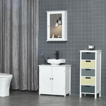 Badezimmer-Wandschrank mit Spiegel - Spiegelschrank - WC-Aufbewahrungsschrank - 1 Tür, 2 Ablagen - Glas MDF Weiß