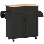 Dessert îlot de cuisine multi-rangements tiroirs placard 2 portes avec étagère réglable 105 x 36 x 85 cm noir