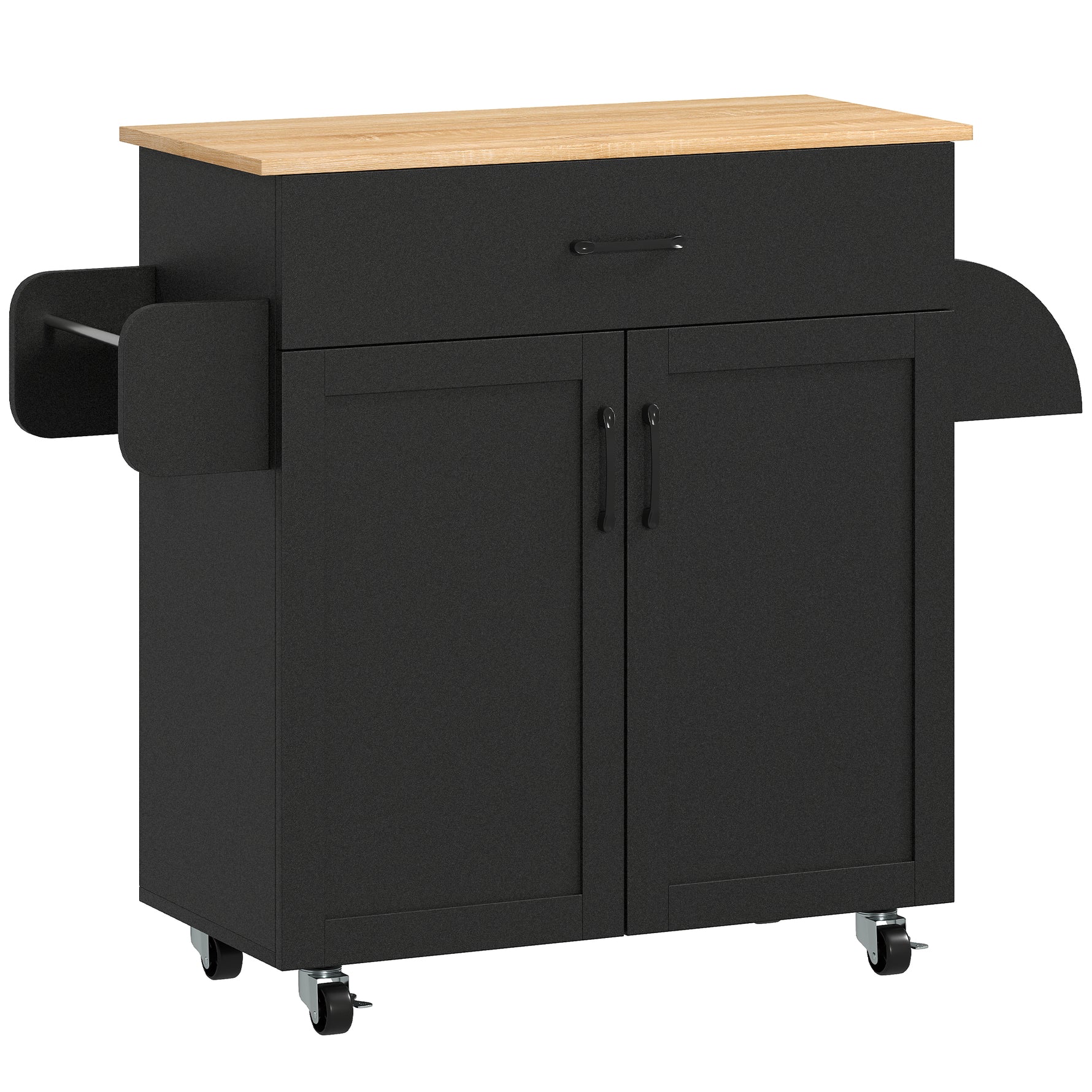 Dessert îlot de cuisine multi-rangements tiroirs placard 2 portes avec étagère réglable 105 x 36 x 85 cm noir