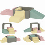 Parcours motricité bébé modulable en mousse 7 pièces housse lavable en velours côtelé 174 x 174 x 30 cm multicolore